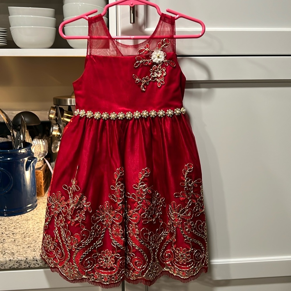 Red Dress with flower embellishments